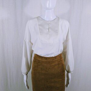 Banana Republic Off White Long Sleeve Sheer Blouse Size Small Petite